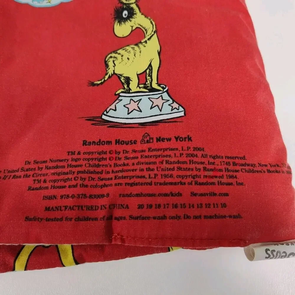 Random House 2004 Dr Seuss Circus McGurkus Plush Rattle Book Baby Toddler Toy 7”